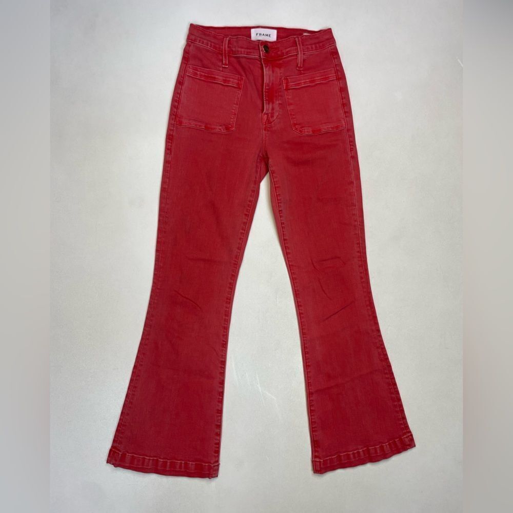 Frame Denim Red Ankle Flare Jeans